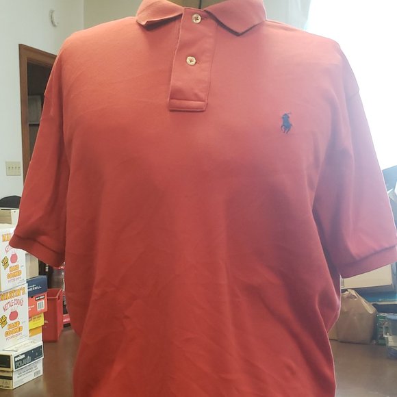 Polo by Ralph Lauren M/M Coral 2-button Polo with Blue Pony (Mens' ) - Picture 3 of 10